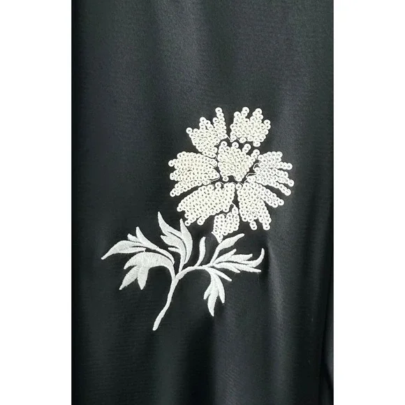 RARE Tory Burch Satin Maxi Slip Dress Womens Size 14 Black Floral Formal Prom